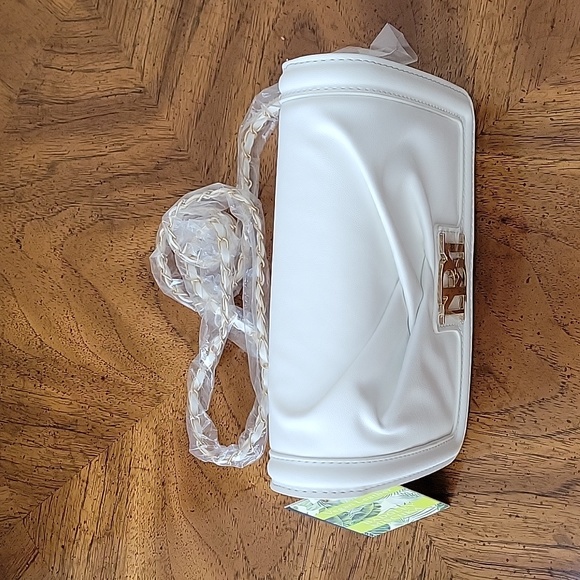 BADGLEY MISCHKA Small Square Crossbody, Folded Style, Big Logo, White, NWT - Picture 14 of 14